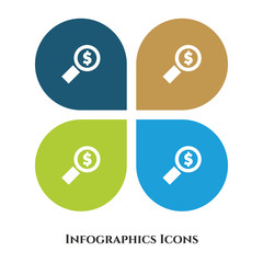 Dollar Search Vector Illustration icon for all purpose. Isolated on 4 different backgrounds.