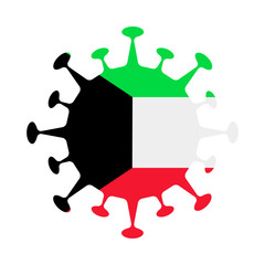 Kuwait flag in virus shape, symbolizing COVID-19 impact.