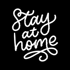 Slogan stay at home safe quarantine pandemic letter text words calligraphy vector illustration