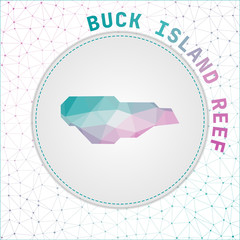 Vector polygonal Buck Island Reef map. Map of the island with network mesh background. Buck Island Reef illustration in technology, internet, network, telecommunication concept style.