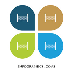 Baby Crib Vector Illustration icon for all purpose. Isolated on 4 different backgrounds.