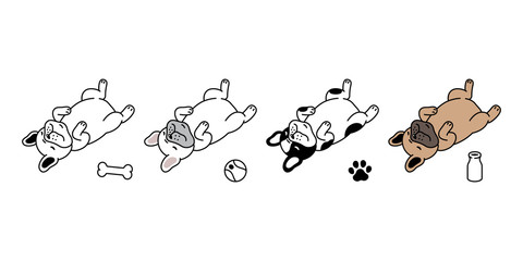 dog vector french bulldog icon toy ball bone paw footprint cartoon character symbol illustration design