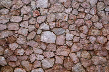 Texture of stone wall made of grey stones