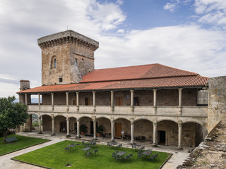 Fototapeta na wymiar Palace and church at Monterrei Castle, Verin, Galicia, Spain
