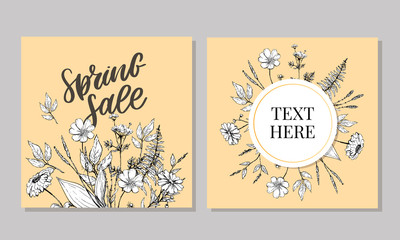 Spring sale Vector word sale .Letters made of flowers and leaves on a white background.