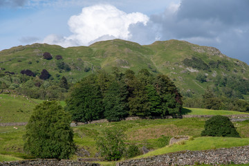 Langdale Valley, Cumbia in the English Lake District on a summer day.