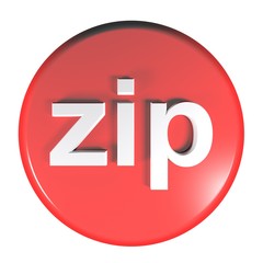 zip red circle push button 3D rendering illustration