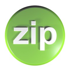 zip green circle push button 3D rendering illustration