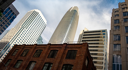 Skyscrapers in San Francisco in summer. Modern Office Buildings, California. - 337644376