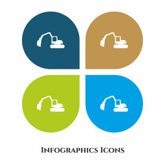 Excavator Vector Illustration icon for all purpose. Isolated on 4 different backgrounds.