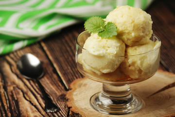 Ice cream scoops in an ice cream bowl	