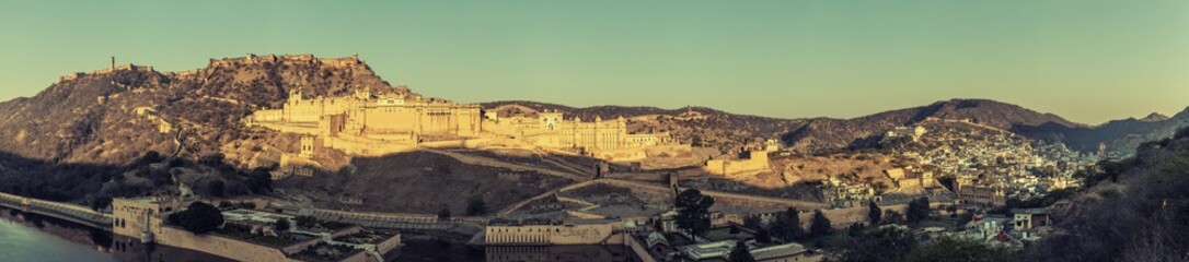 Amber Fort in morning light, beautiful panorama, Jaipur, India