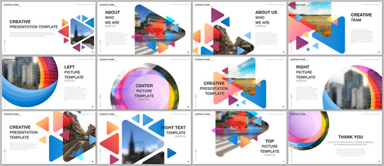 Presentation design vector templates, multipurpose template for presentation slide, flyer, brochure cover design, infographic. Colorful design background for professional business agency portfolio.