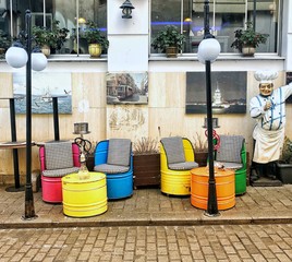 Colorful cafe in Istanbul, Turkey