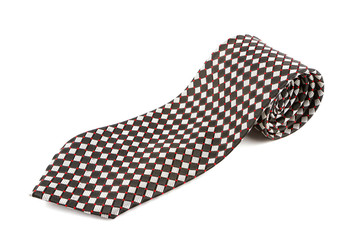 beautiful colorful striped necktie on a white background