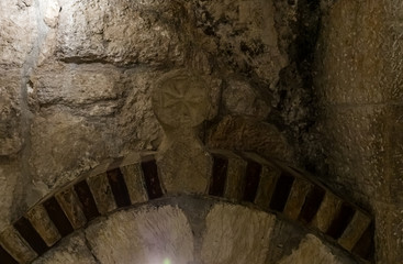 The interior of the cave of Holy Babies under the Chapel of Saint Catherine in Bethlehem in Palestine