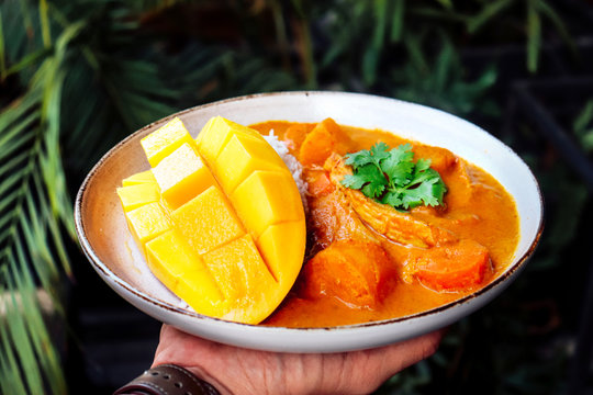 Tasty Mango chicken curry with rice