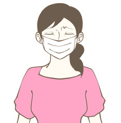 イラスト素材　マスクをする女性　エチケット　マナー