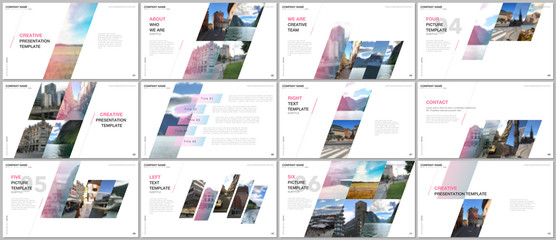 Fototapeta premium Minimal presentations design, portfolio vector templates with colorful gradient geometric background. Multipurpose template for presentation slide, flyer leaflet, brochure cover, report, advertising.