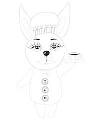Cute rabbit coloring page isolated