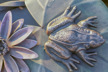 the frog on the Lily of sheet metal