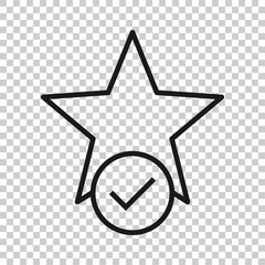 Check mark with star icon in flat style. Add to favorite vector illustration on white isolated background. Bookmark business concept.