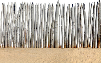 fence on sand isolated