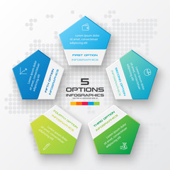 Pentagon element for infographic,Business concept with 5 options,Vector illustration.