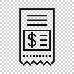 Money check icon in flat style. Checkbook vector illustration on white isolated background. Finance voucher business concept.