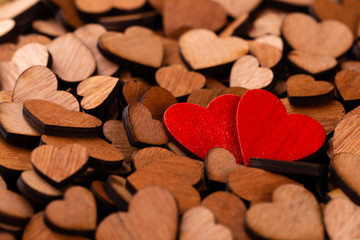 Obraz premium Wooden Heart shapes. greeting card.