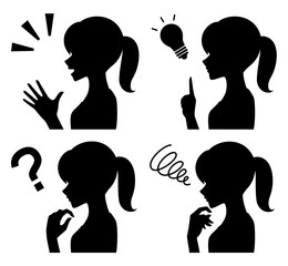 女性表情シルエット