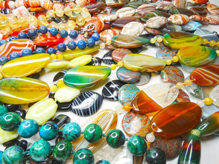 Obraz premium jewelry fashion beads necklace background with colorful crystals