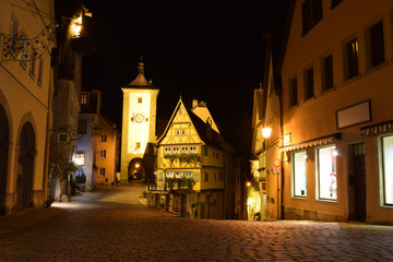 Fototapeta na wymiar Cityscape of Rothenburg ob der Tauber at night, Germany