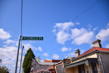 The houses with post and cloudy blue sky background on sunny day in Melbourne, Australia