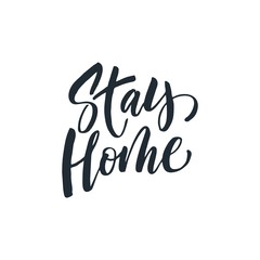 Naklejka premium Stay home phrase. Ink illustration. Modern brush calligraphy. Isolated on white background.