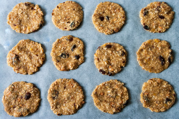 Oat cookies, home made sweets, fresh bakery, food pattern background, Healthy.