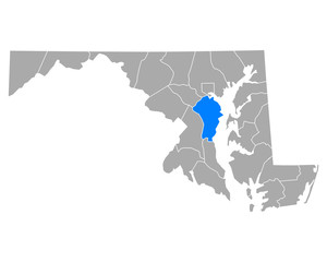 Karte von Anne Arundel in Maryland