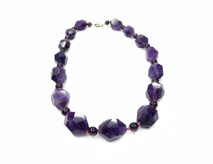 fashion beads necklace jewelry with semigem crystals amethyst