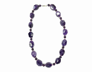 fashion beads necklace jewelry with semigem crystals amethyst