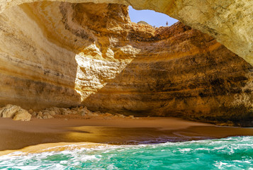 Famous cave at Benagil beach in Algarve Portugal