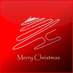 A red background composed of a white abstract Christmas tree for Christmas celebrations.