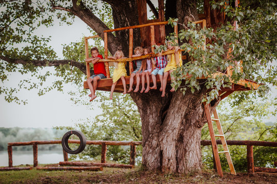 Kids Playing In A Tree House