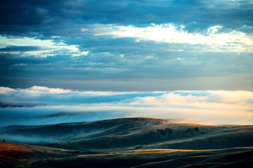 Morning on the misty hill