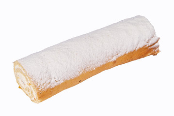Baking dessert sweet roll on a white background