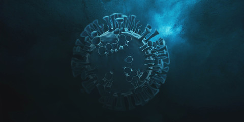 3D-Illustration of a Coronavirus ( covid -19 ). World wide isolation due to epidemic Corona outbreak.