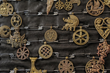Fototapeta premium jewelry with Slavic and Scandinavian symbols on sale