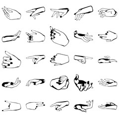 Fototapeta premium Female hands with manicure, vector set of beautiful woman hands isolated on white background