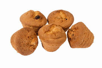 Baking sweet muffins on a white background