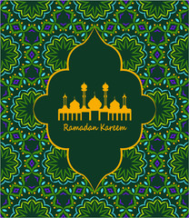 Ramadan kareem, greeting card islamic template, vector illustration