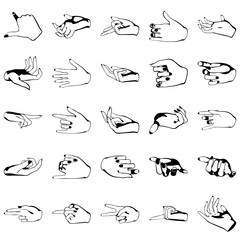 Fototapeta premium Female hands with manicure, vector set of beautiful woman hands isolated on white background